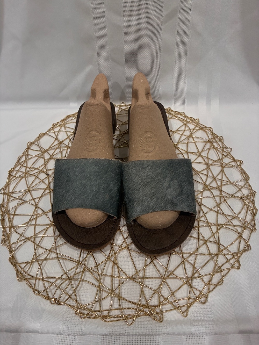 Women’s Gray Haircalf Slide Sandals